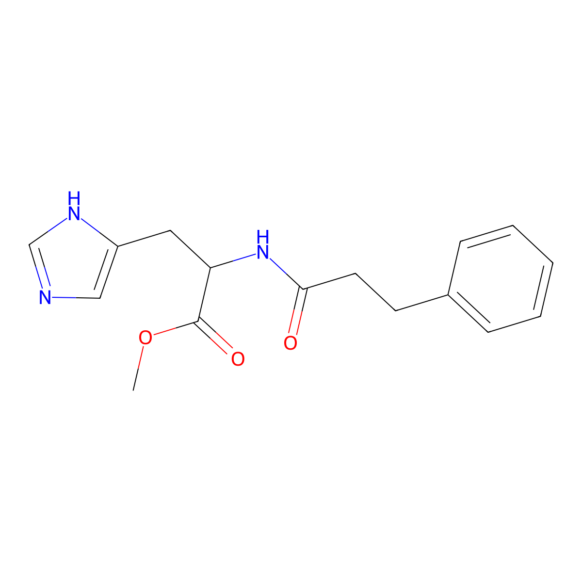 methyl 3-(1H-imidazol-4-yl)-2-(3-phenylpropanamido)propanoate molecular structure, CAS 1397006-99-3