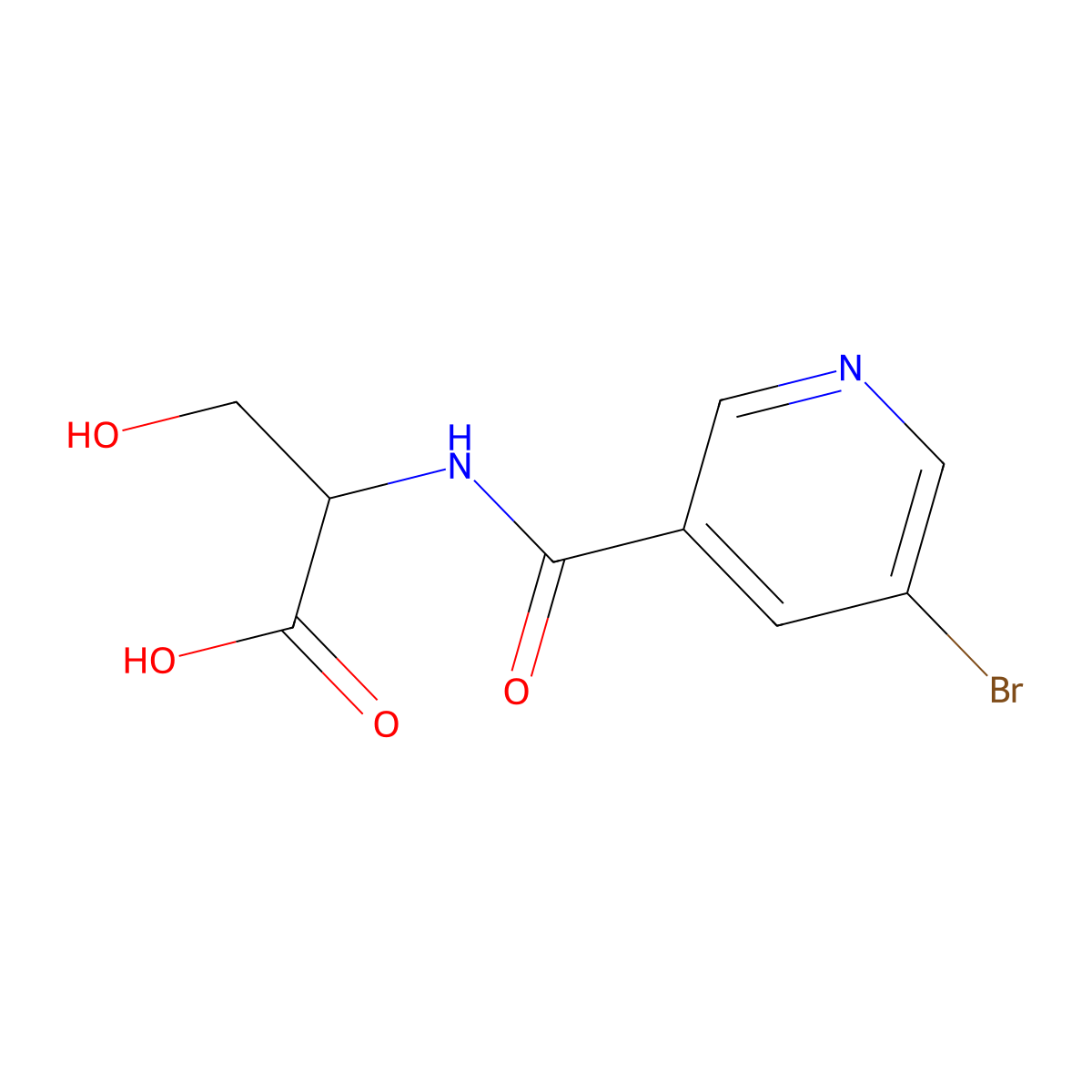 2-[(5-Bromo-pyridine-3-carbonyl)-amino]-3-hydroxy-propionic acid molecular structure, CAS 1397007-19-0