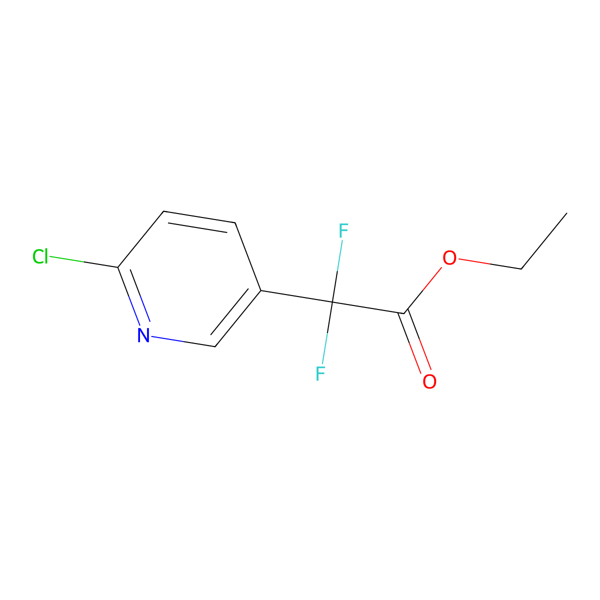 Ethyl 2-(6-chloropyridin-3-yl)-2,2-difluoroacetate molecular structure, CAS 1397008-33-1
