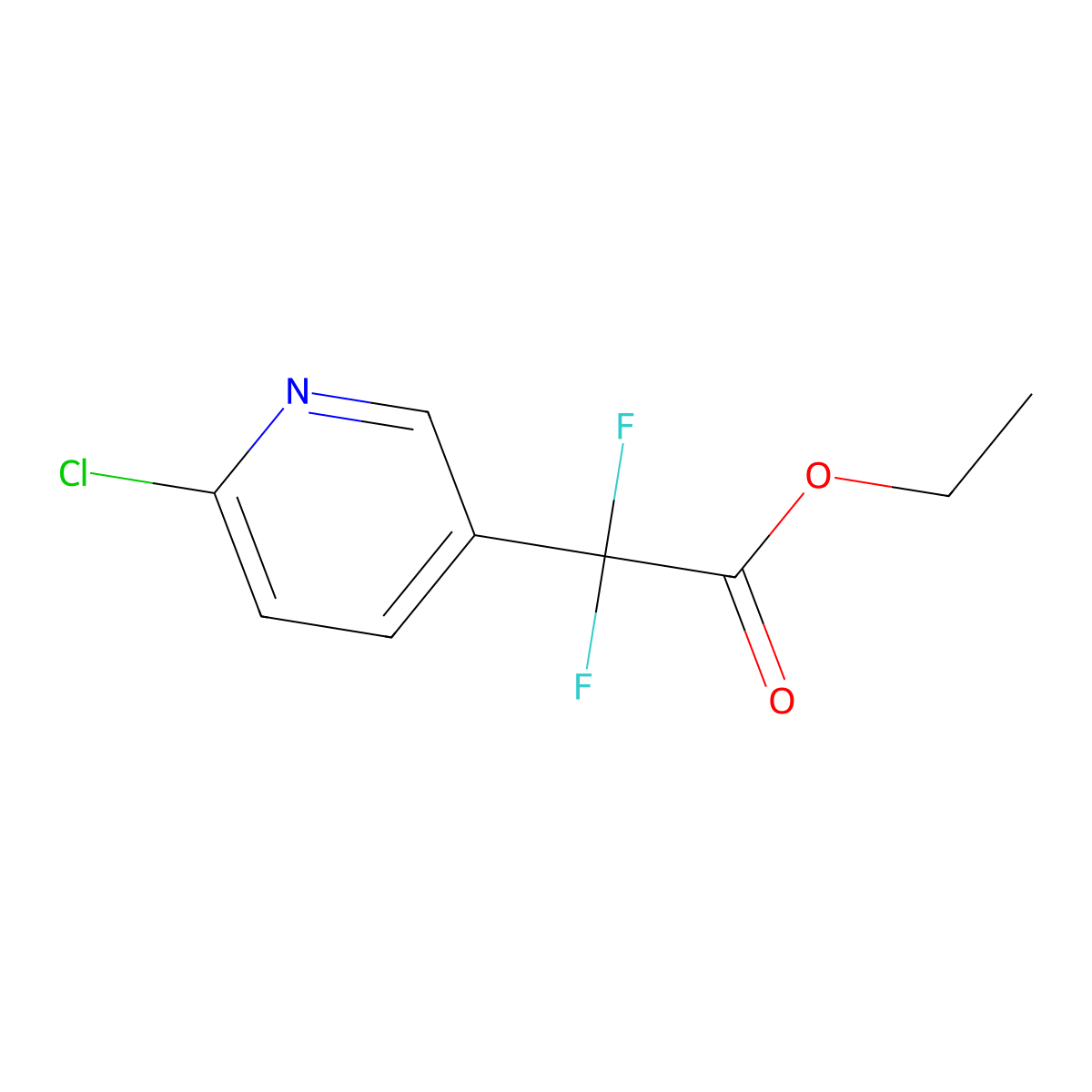 Ethyl 2-(6-chloropyridin-3-yl)-2,2-difluoroacetate molecular structure, CAS 1397008-33-1