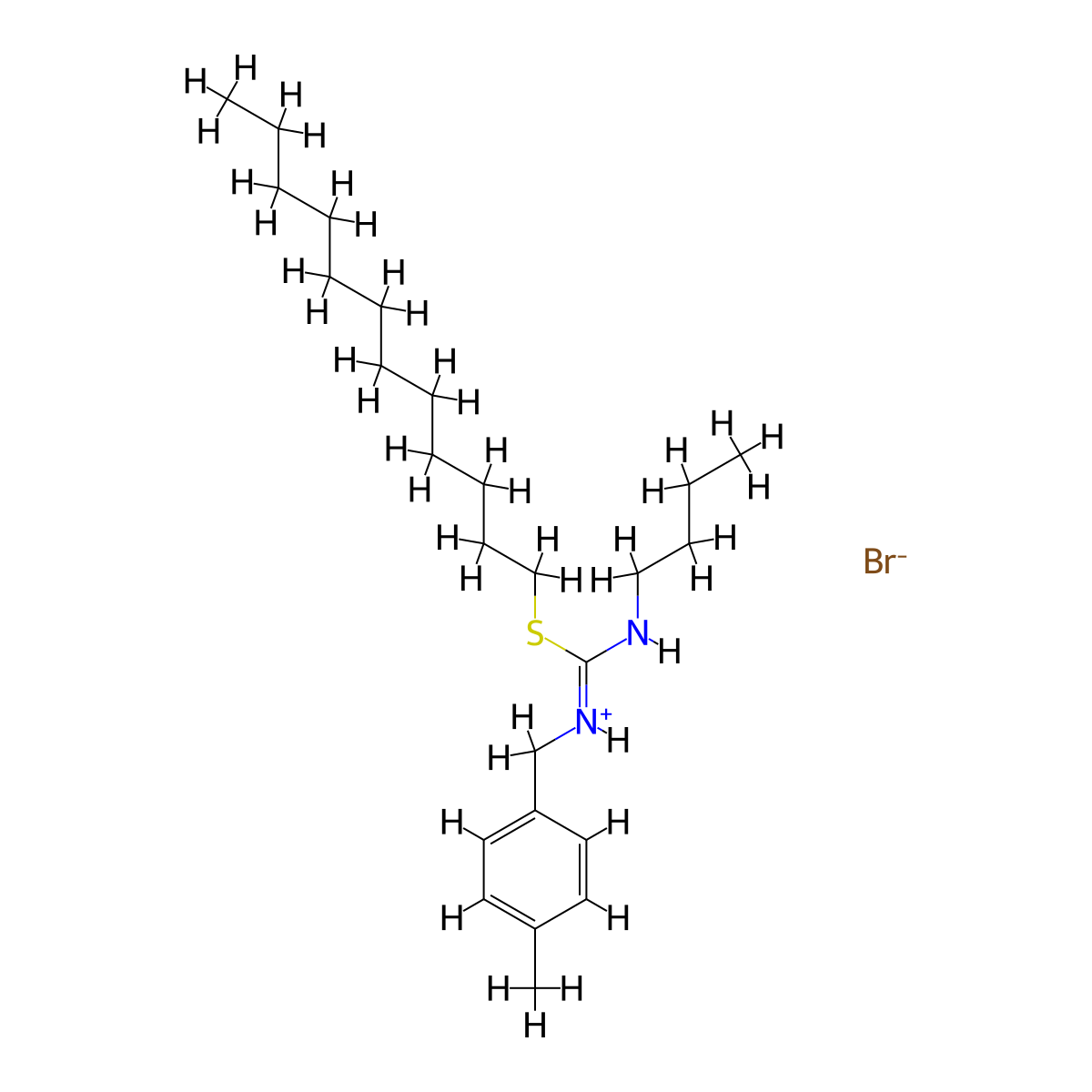 Butyl[(dodecylsulfanyl)({[(4-methylphenyl)methyl]amino})methylidene]azanium bromide molecular structure, CAS 1397045-18-9
