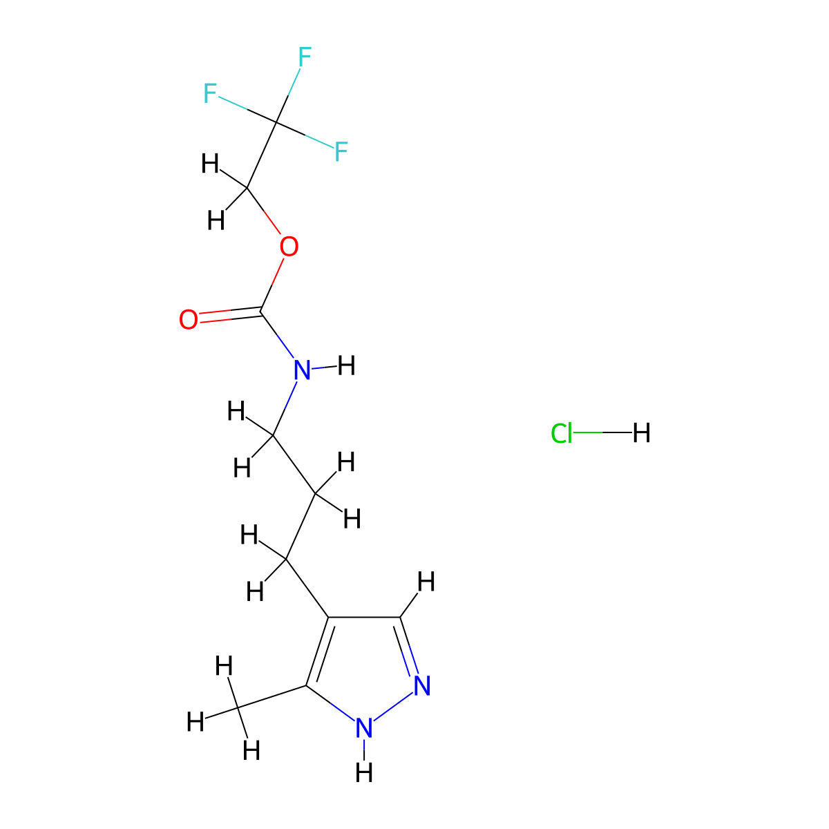 2,2,2-trifluoroethyl N-[3-(5-methyl-1H-pyrazol-4-yl)propyl]carbamate hydrochloride molecular structure, CAS 1397062-20-2