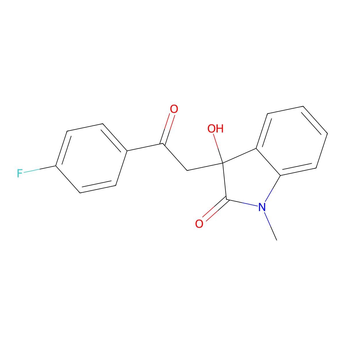 3-[2-(4-fluorophenyl)-2-oxoethyl]-3-hydroxy-1-methyl-1,3-dihydro-2H-indol-2-one molecular structure, CAS 139715-33-6