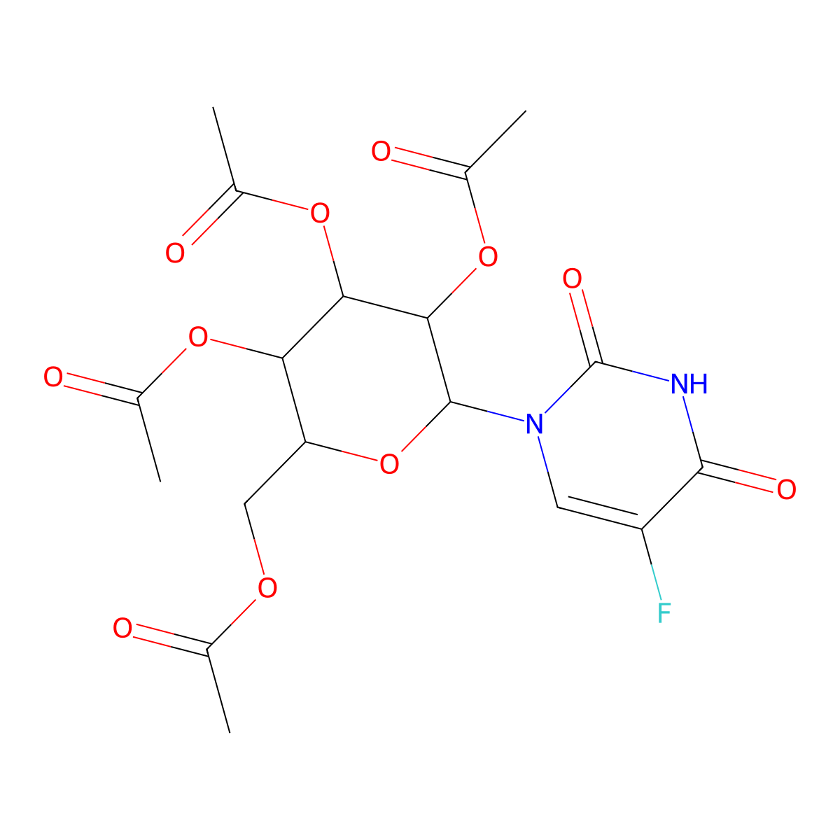 [3,4,5-Triacetyloxy-6-(5-fluoro-2,4-dioxopyrimidin-1-yl)oxan-2-yl]methyl acetate molecular structure, CAS 1397181-86-0