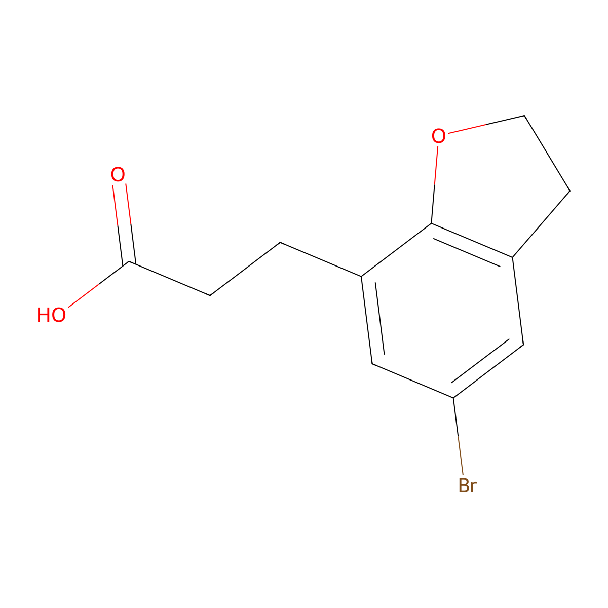 3-(5-Bromo-2,3-dihydro-1-benzofuran-7-yl)propanoic acid molecular structure, CAS 1397188-03-2
