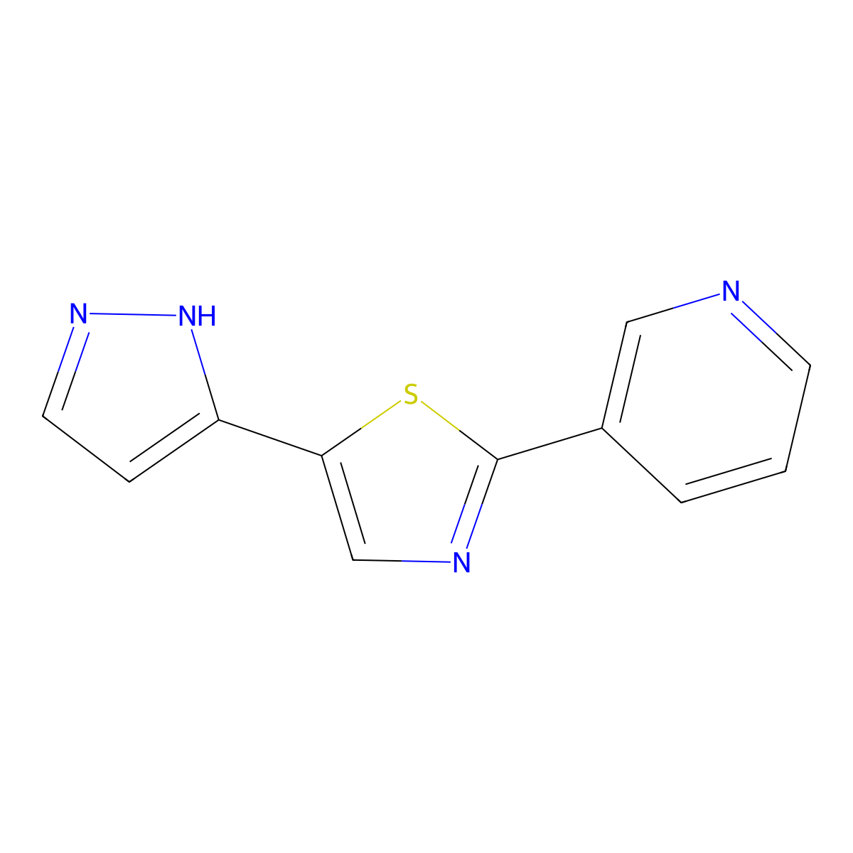 3-[5-(1H-pyrazol-5-yl)-1,3-thiazol-2-yl]pyridine molecular structure, CAS 1397189-42-2