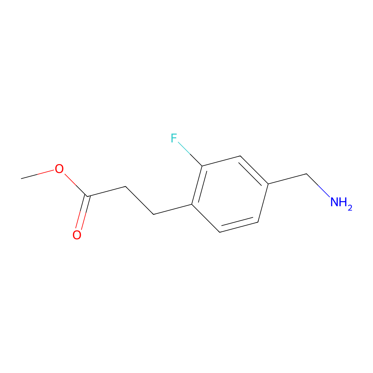 Methyl 3-[4-(aminomethyl)-2-fluorophenyl]propanoate molecular structure, CAS 1397190-35-0
