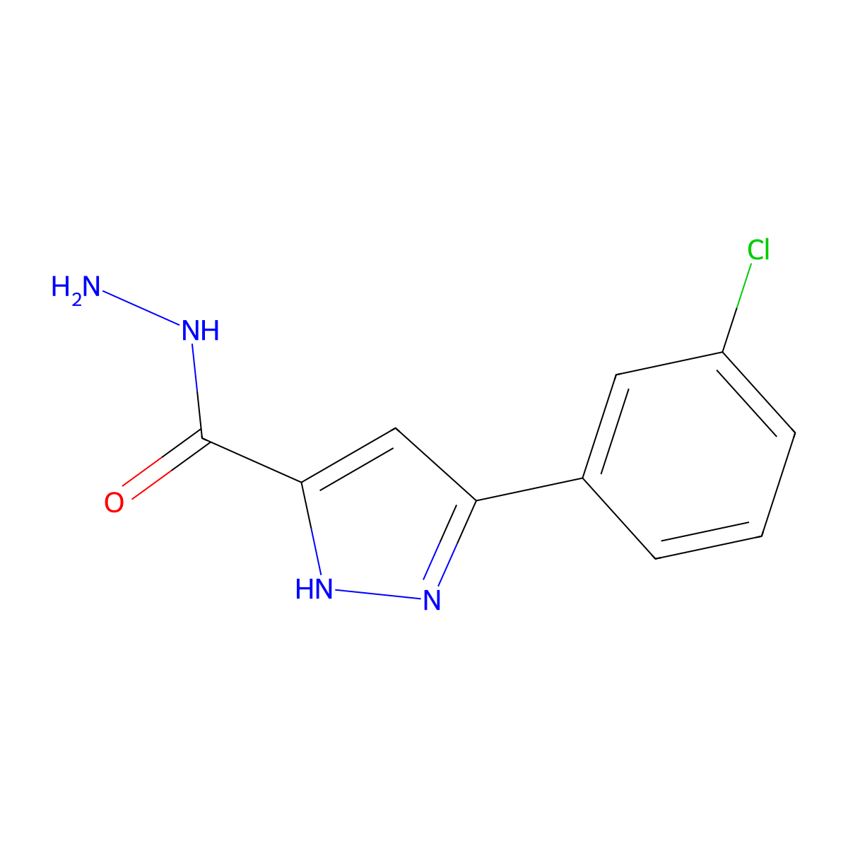 5-(3-Chlorophenyl)-1H-pyrazole-3-carbohydrazide molecular structure, CAS 1397191-00-2
