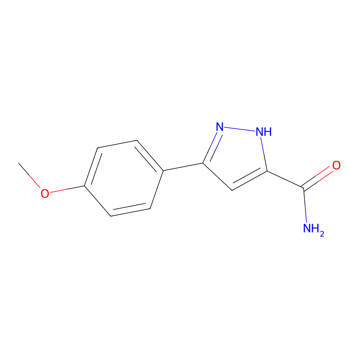 3-(4-Methoxyphenyl)-1H-pyrazole-5-carboxamide molecular structure, CAS 1397191-27-3