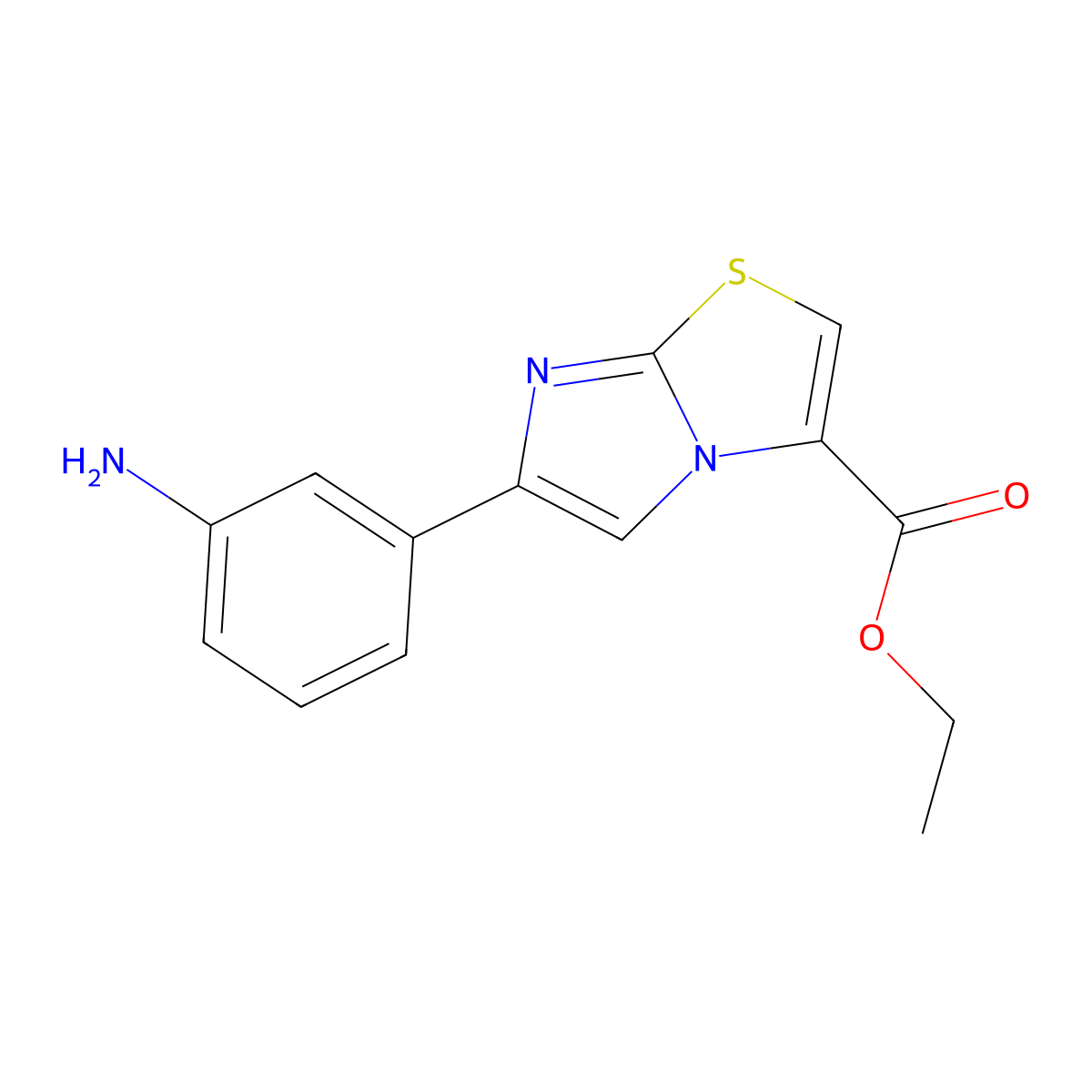 Ethyl 6-(3-aminophenyl)imidazo[2,1-B][1,3]thiazole-3-carboxylate molecular structure, CAS 1397194-35-2