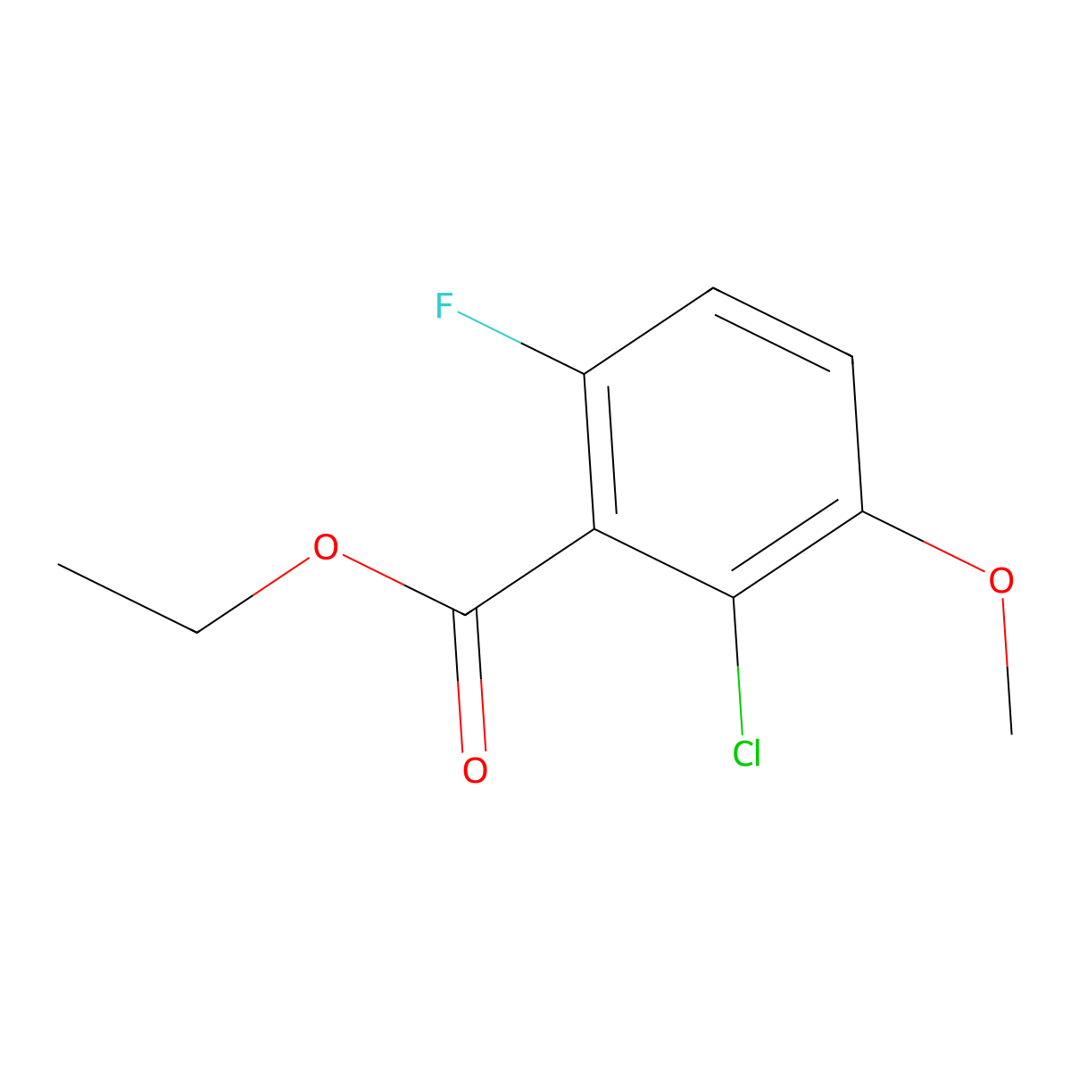 Ethyl 2-chloro-6-fluoro-3-methoxybenzoate molecular structure, CAS 1397199-44-8