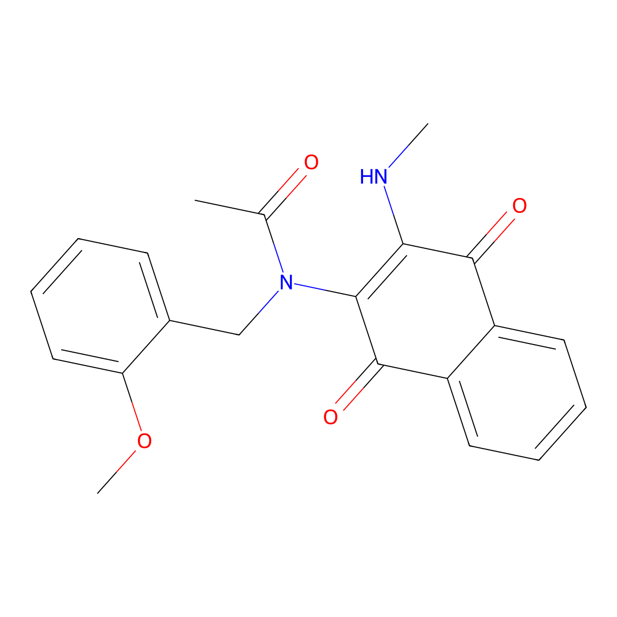 N-[(2-methoxyphenyl)methyl]-N-[3-(methylamino)-1,4-dioxo-1,4-dihydronaphthalen-2-yl]acetamide molecular structure, CAS 1397200-46-2