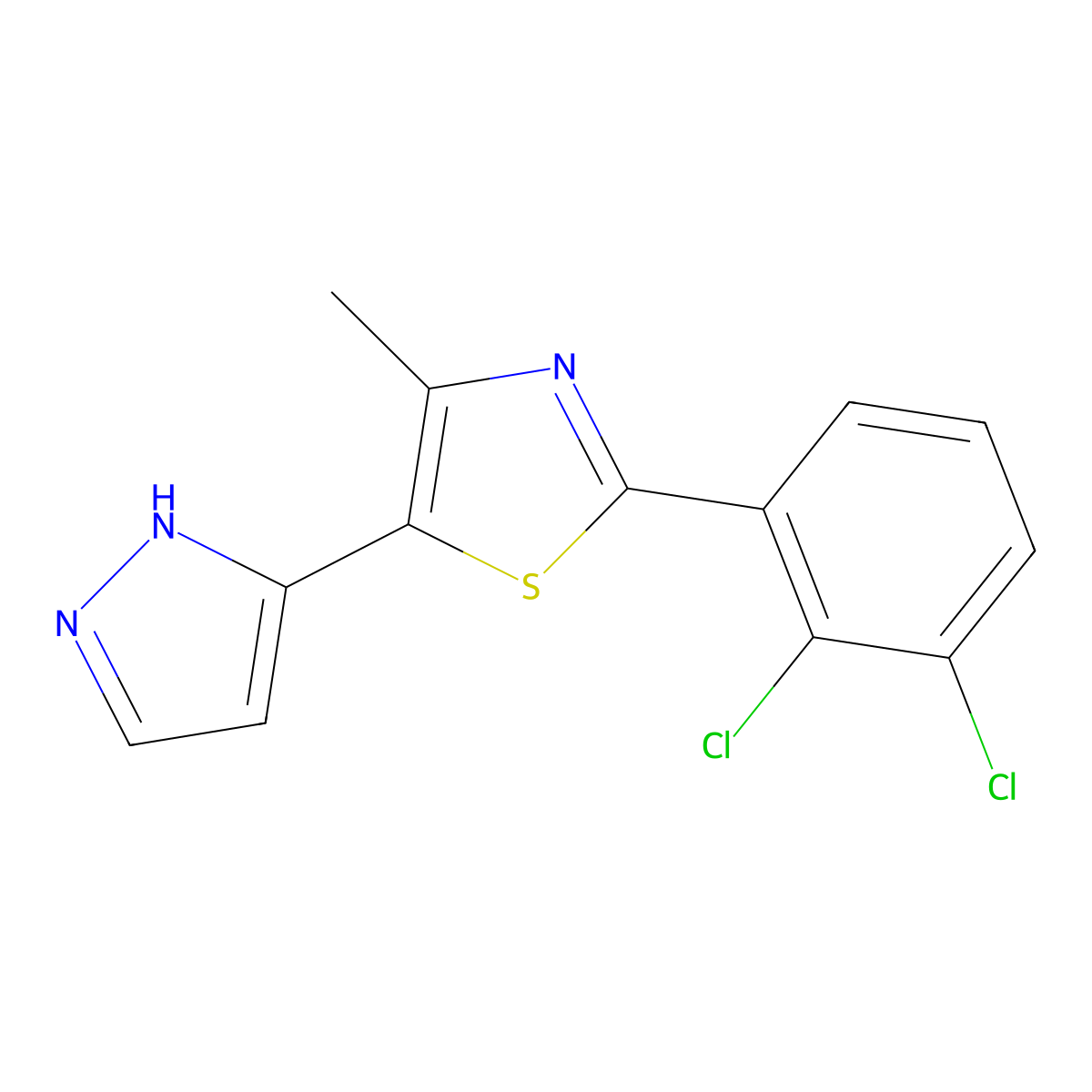 2-(2,3-dichlorophenyl)-4-methyl-5-(1H-pyrazol-5-yl)-1,3-thiazole molecular structure, CAS 1397216-94-2