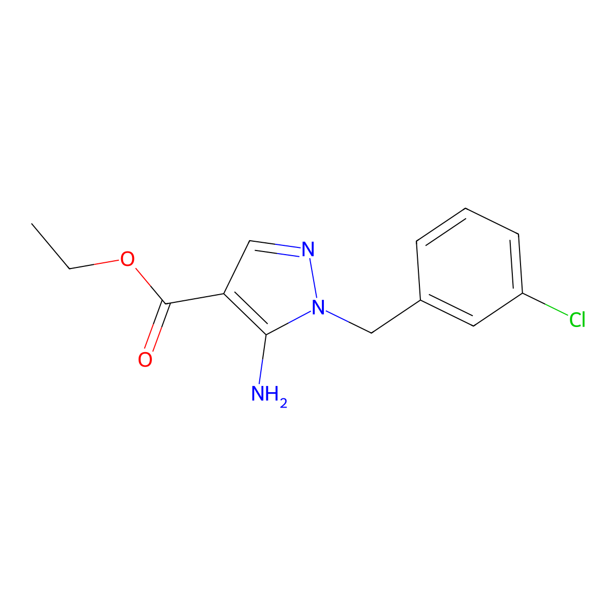ethyl 5-amino-1-(3-chlorobenzyl)-1H-pyrazole-4-carboxylate molecular structure, CAS 1397219-57-6