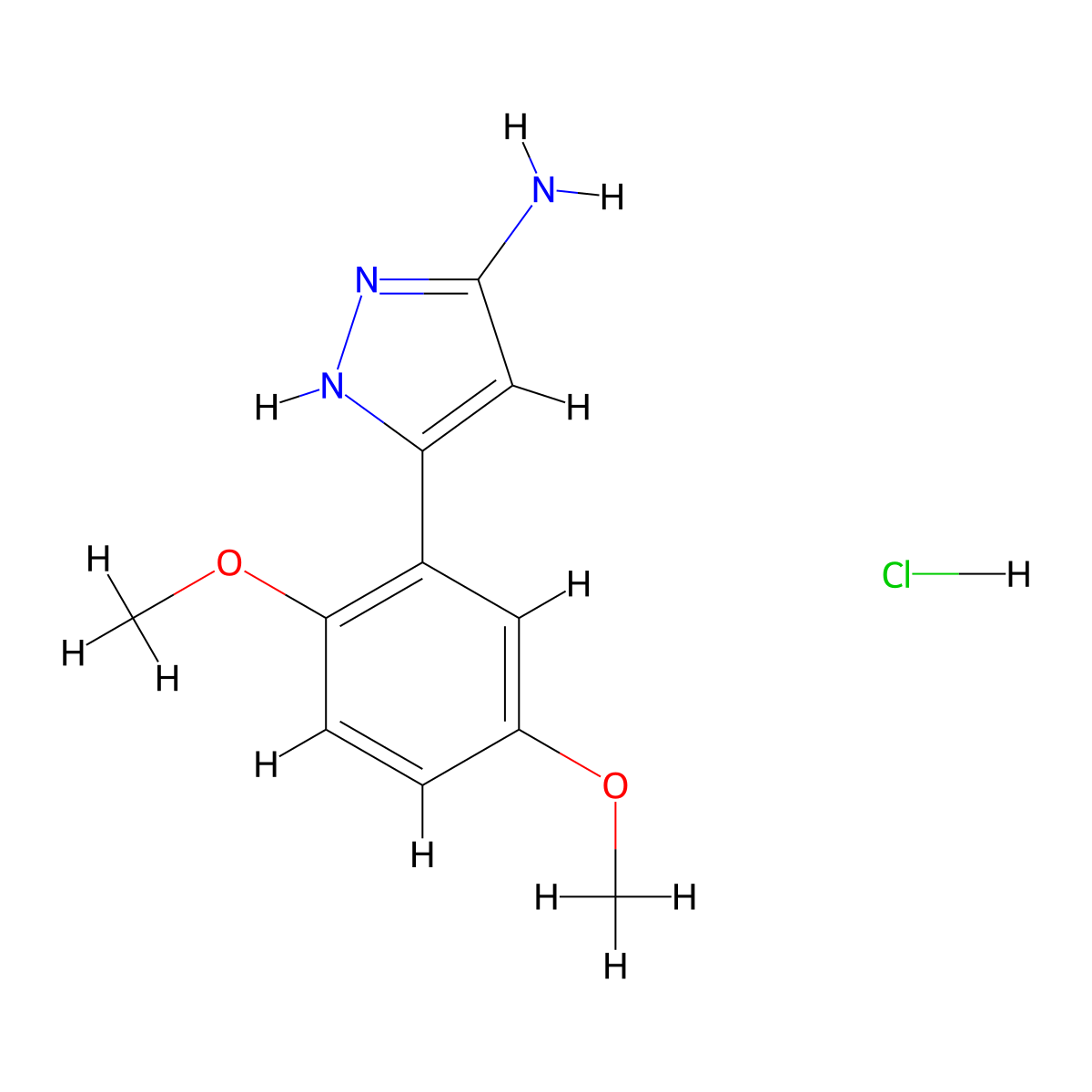 3-(2,5-Dimethoxyphenyl)-1H-pyrazol-5-amine hydrochloride molecular structure, CAS 1397225-09-0