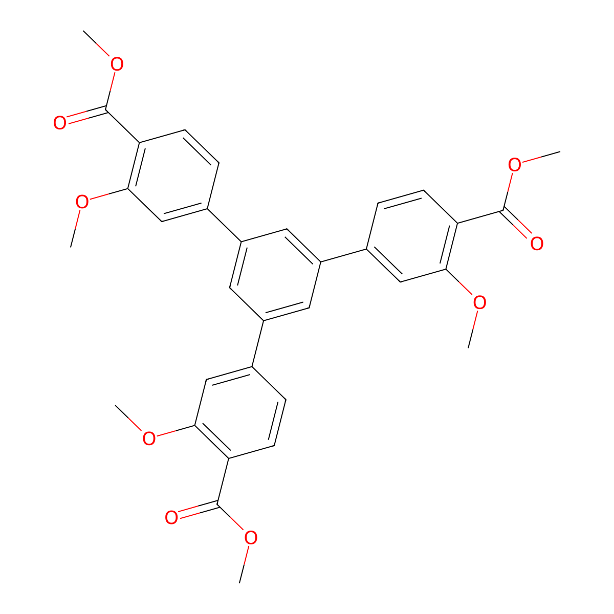 Dimethyl 3,3''-dimethoxy-5'-(3-methoxy-4-(methoxycarbonyl)phenyl)-[1,1':3',1''-terphenyl]-4,4''-dicarboxylate molecular structure, CAS 1397264-16-2