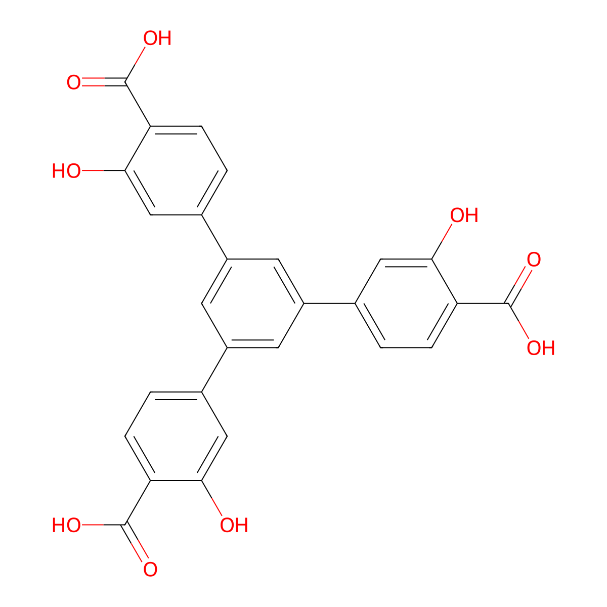 5'-(4-Carboxy-3-hydroxyphenyl)-3,3''-dihydroxy-[1,1':3',1''-terphenyl]-4,4''-dicarboxylic acid molecular structure, CAS 1397264-18-4