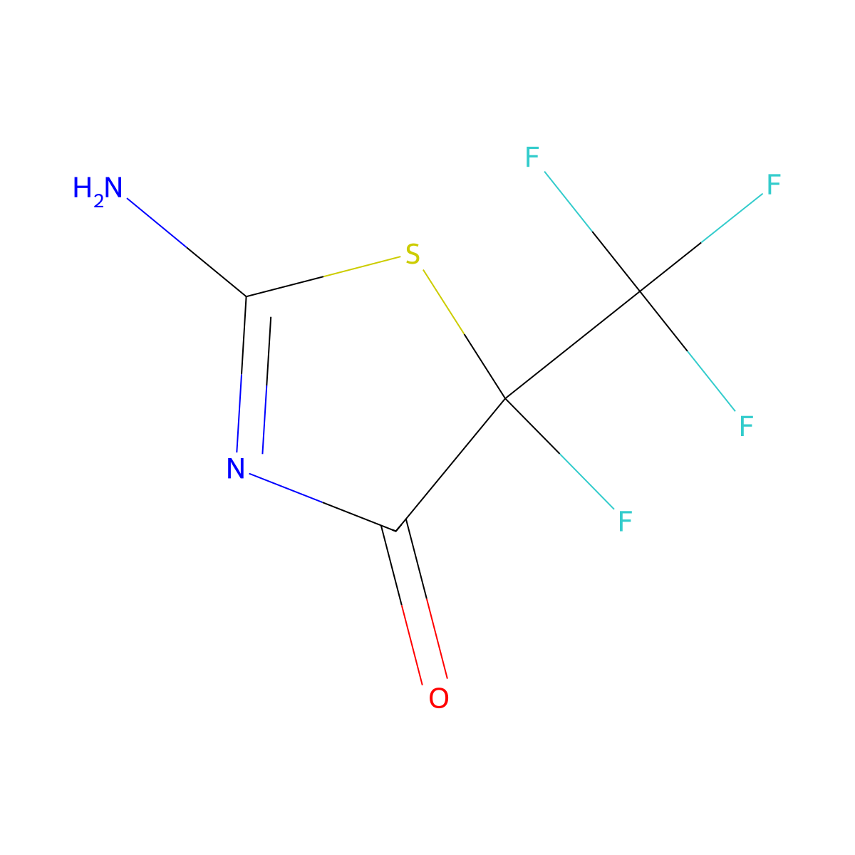 2-Amino-5-fluoro-5-(trifluoromethyl)-4,5-dihydro-1,3-thiazol-4-one molecular structure, CAS 13973-15-4