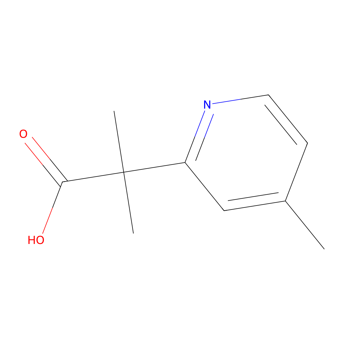 2-Methyl-2-(4-methylpyridin-2-yl) propanoic acid molecular structure, CAS 1397321-10-6