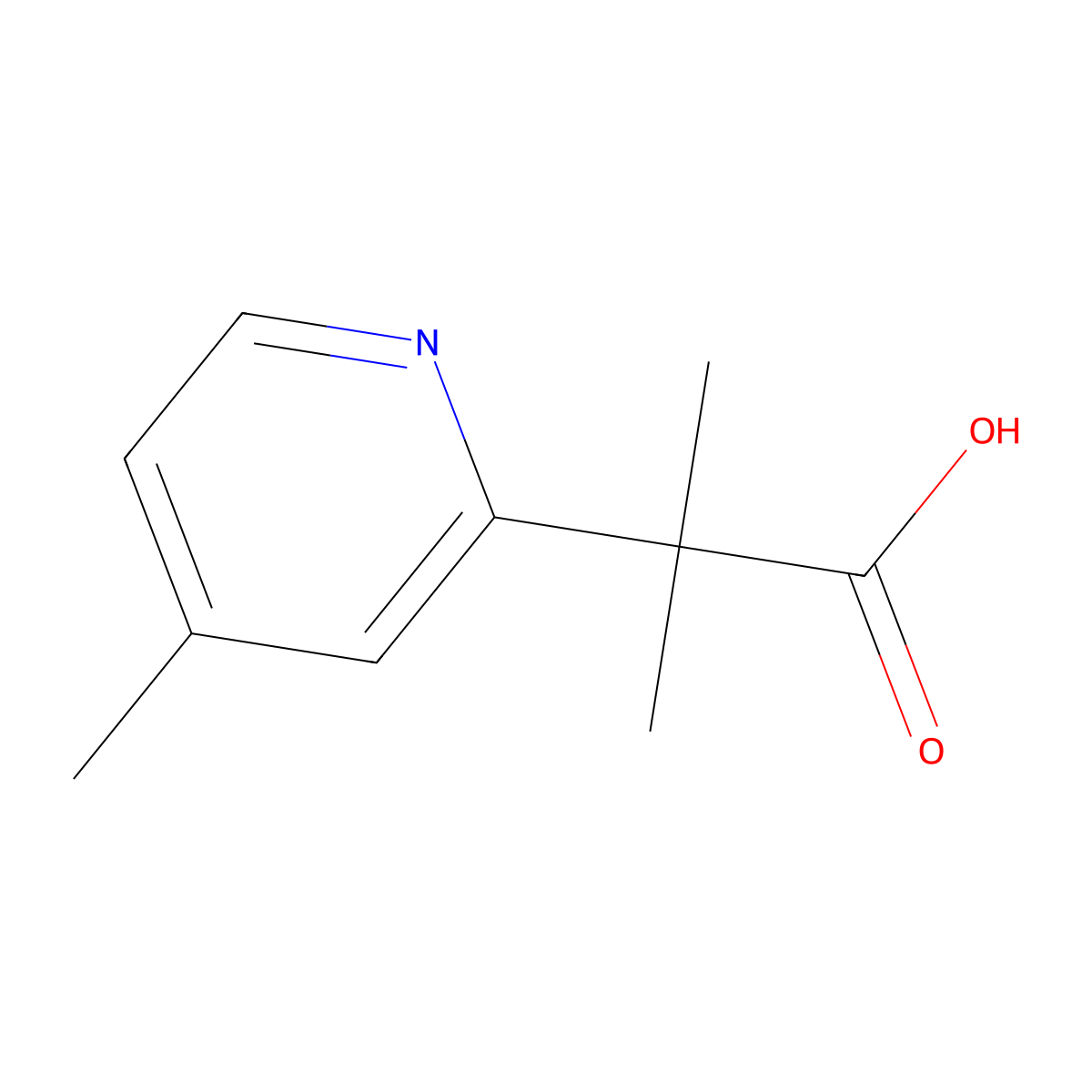 2-Methyl-2-(4-methylpyridin-2-yl) propanoic acid molecular structure, CAS 1397321-10-6