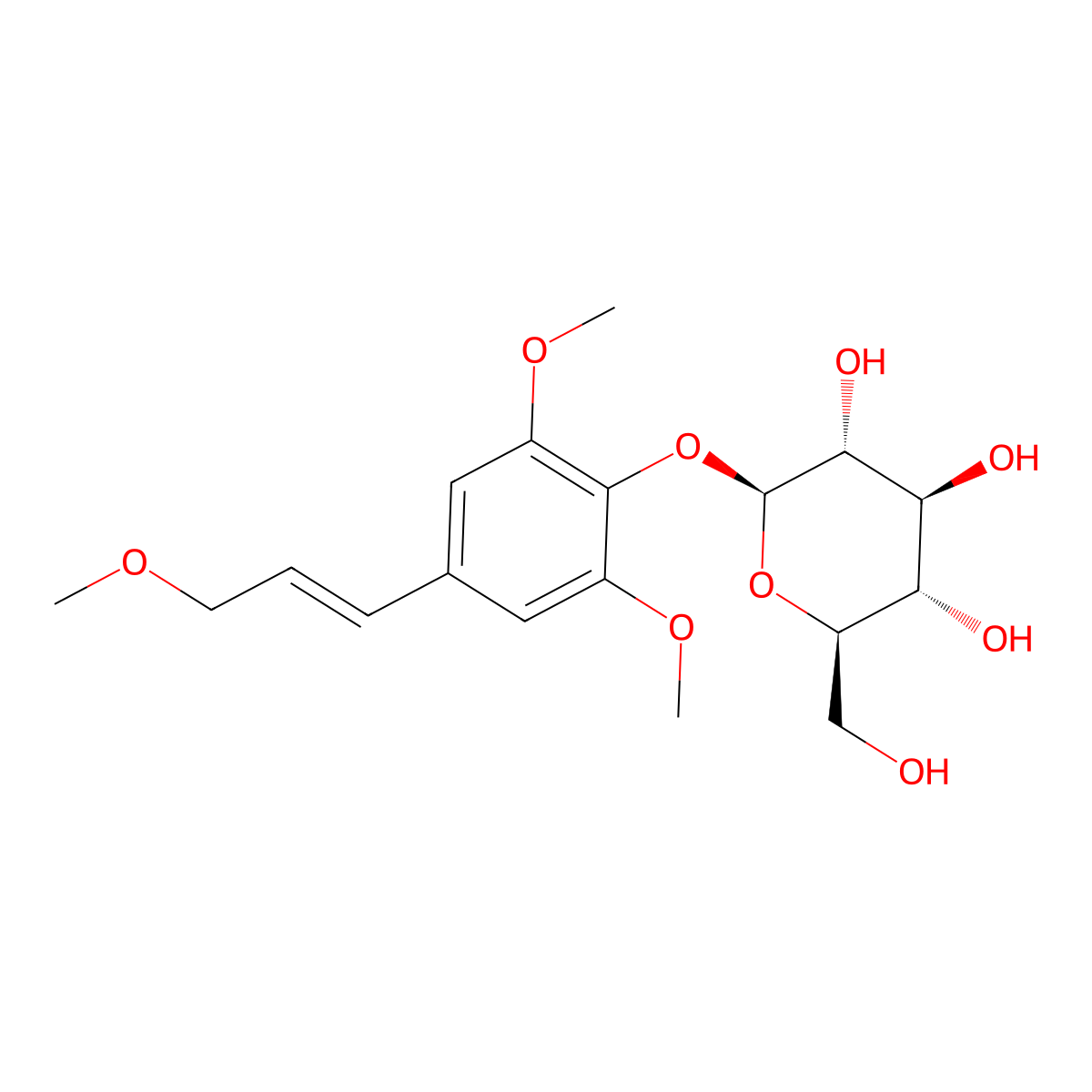 2,6-Dimethoxy-4-((1E)-3-methoxy-1-propen-1-yl)phenyl beta-D-glucopyranoside molecular structure, CAS 139742-20-4