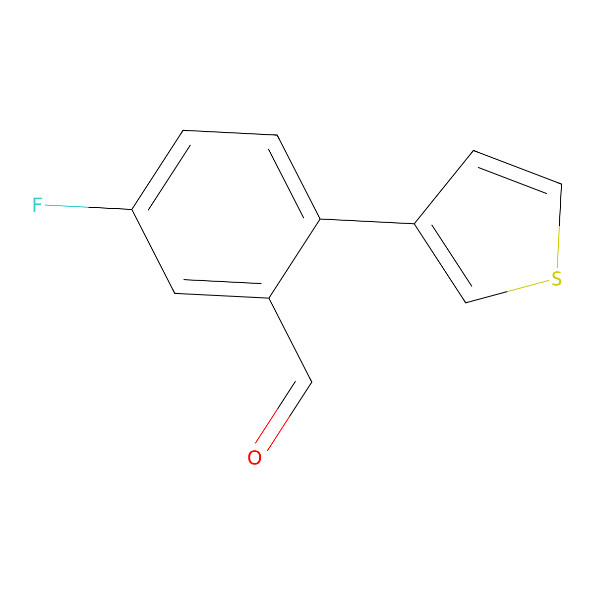 5-Fluoro-2-(thiophen-3-yl)benzaldehyde molecular structure, CAS 1397432-85-7