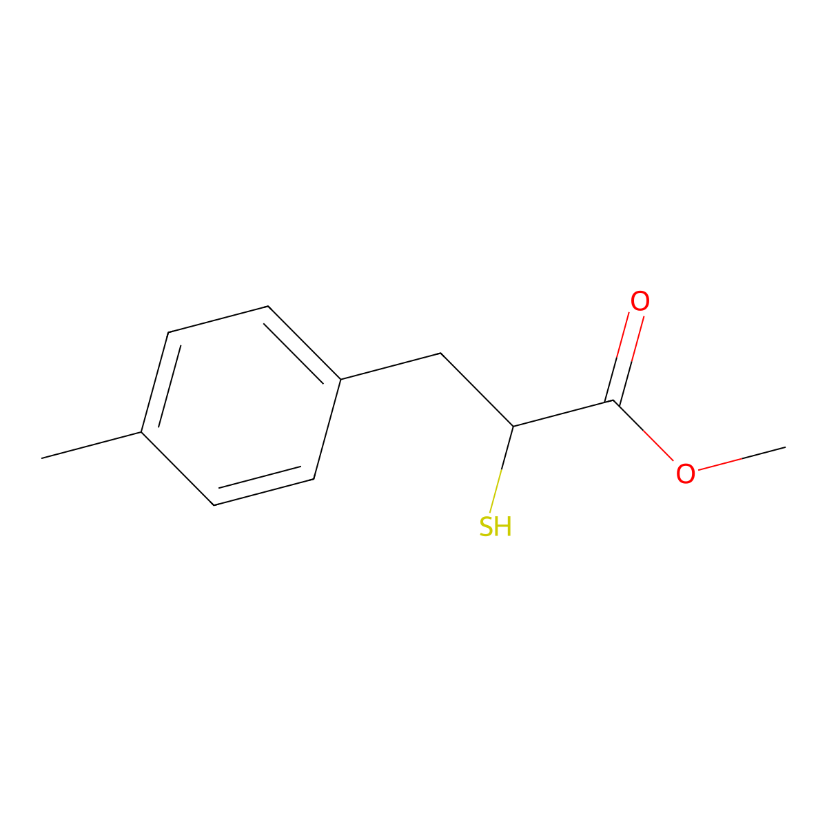 Methyl 2-mercapto-3-(4-methylphenyl)propionate molecular structure, CAS 139744-19-7