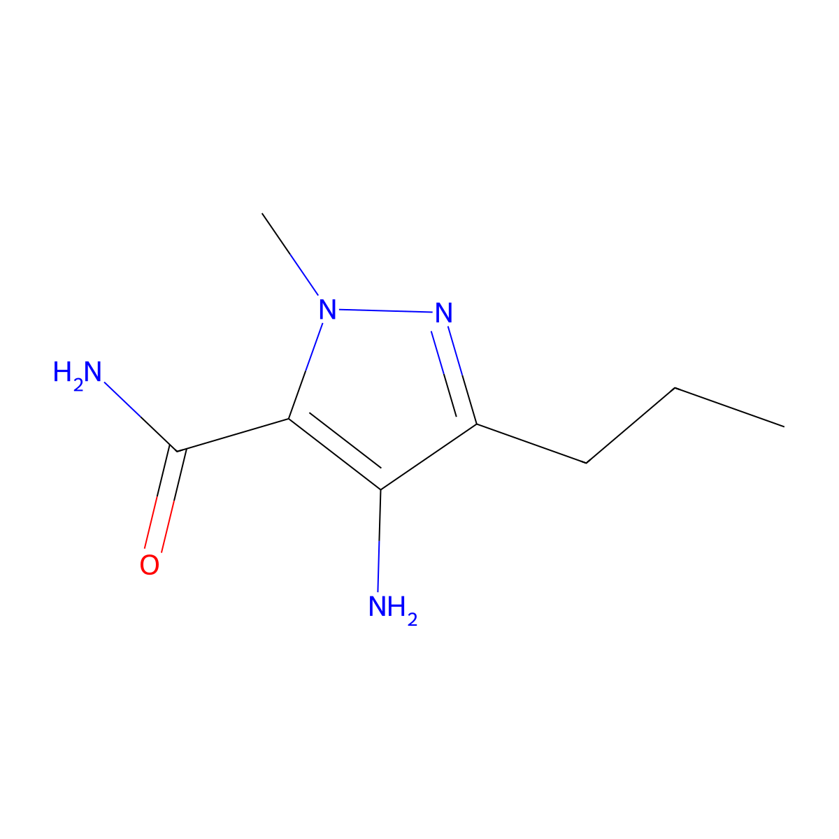 4-Amino-1-methyl-3-propyl-1H-pyrazole-5-carboxamide molecular structure, CAS 139756-02-8