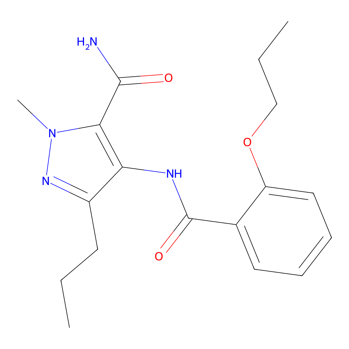 1-Methyl-4-(2-propoxybenzamido)-3-propyl-1H-pyrazole-5-carboxamide molecular structure, CAS 139756-04-0