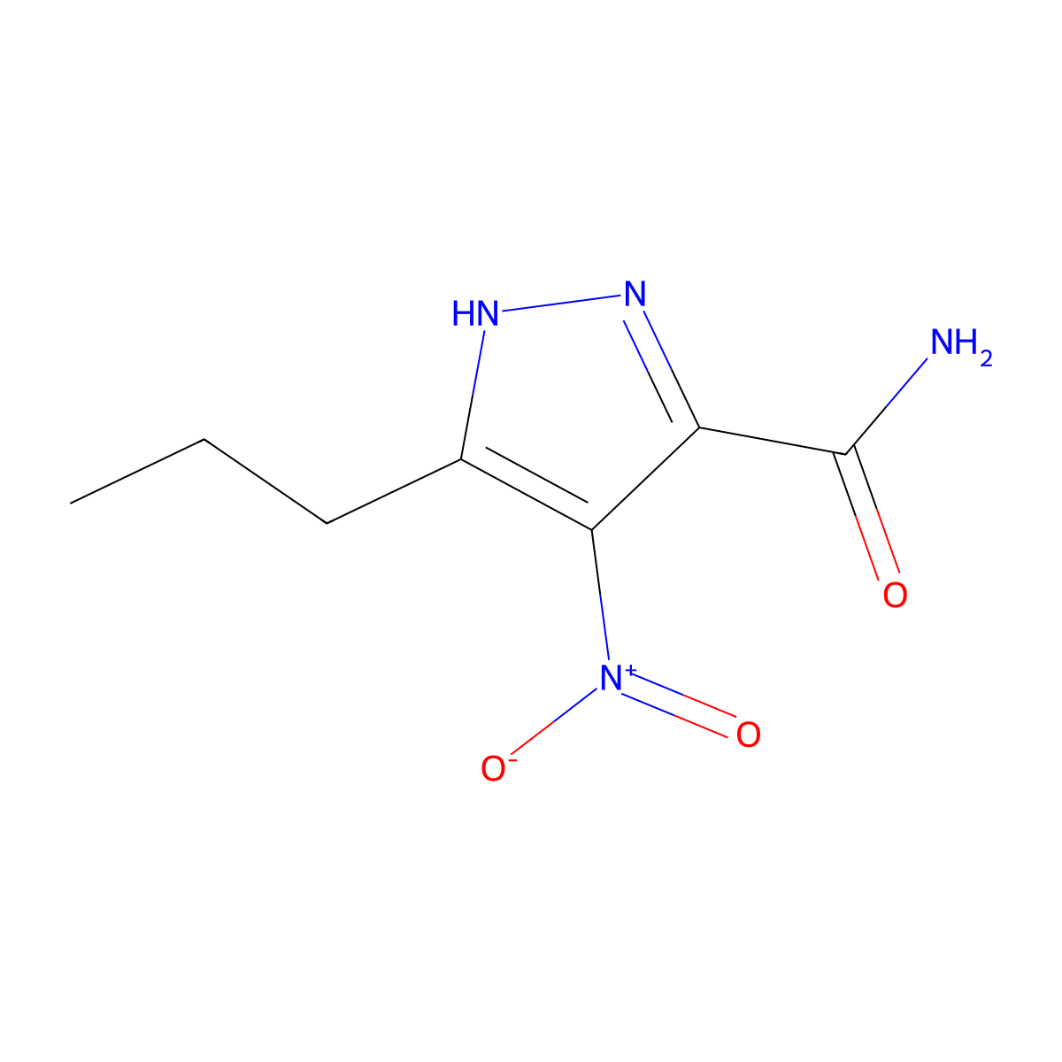 4-nitro-3-propyl-1H-pyrazole-5-carboxamide molecular structure, CAS 139756-08-4