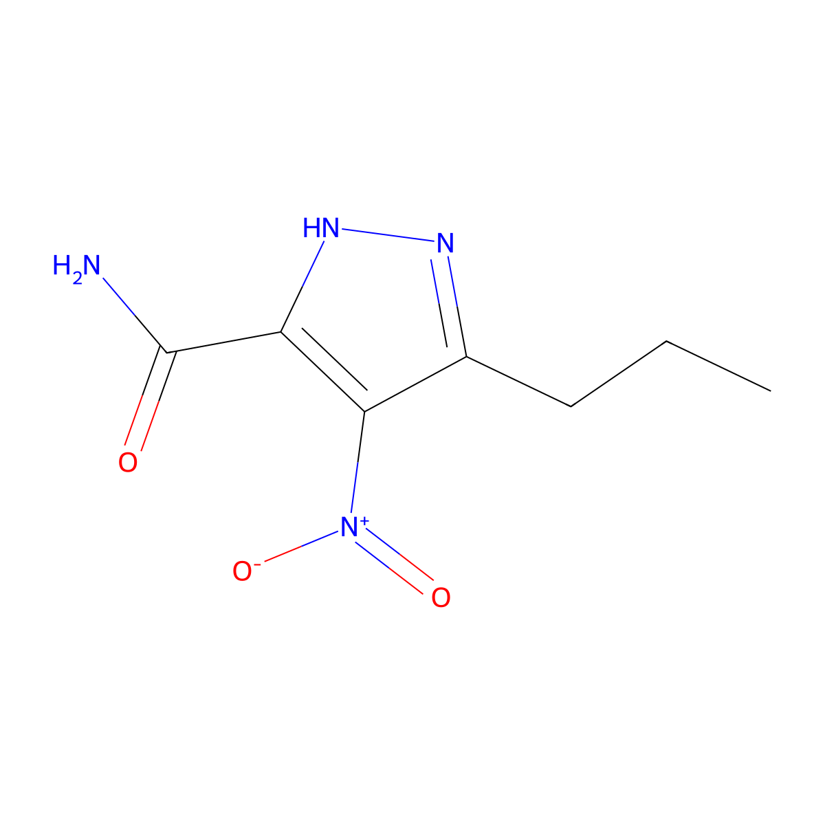 4-nitro-3-propyl-1H-pyrazole-5-carboxamide molecular structure, CAS 139756-08-4