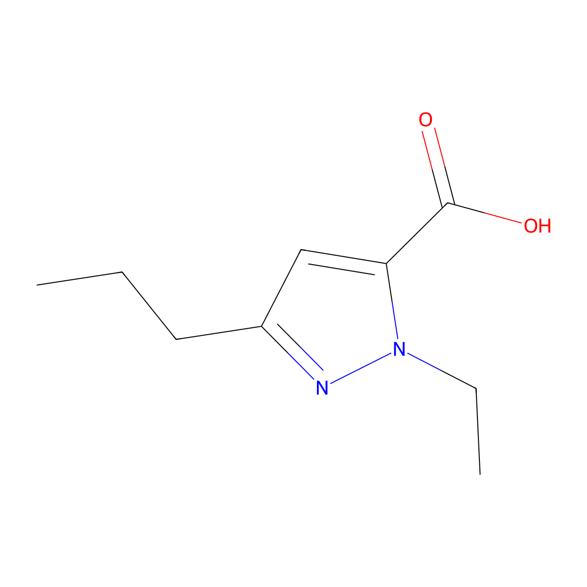 1-Ethyl-3-propyl-1H-pyrazole-5-carboxylic acid molecular structure, CAS 139756-16-4