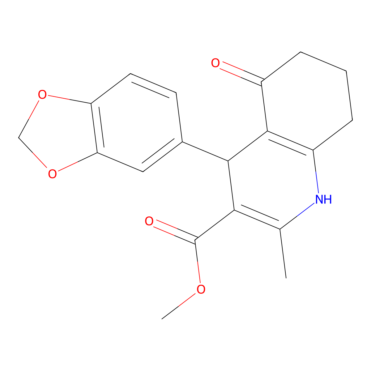 Methyl 2-methyl-4-(3,4-(methylenedioxy)phenyl)-5-oxo-1,4,5,6,7,8-hexahydroquinoline-3-carboxylate molecular structure, CAS 139758-86-4