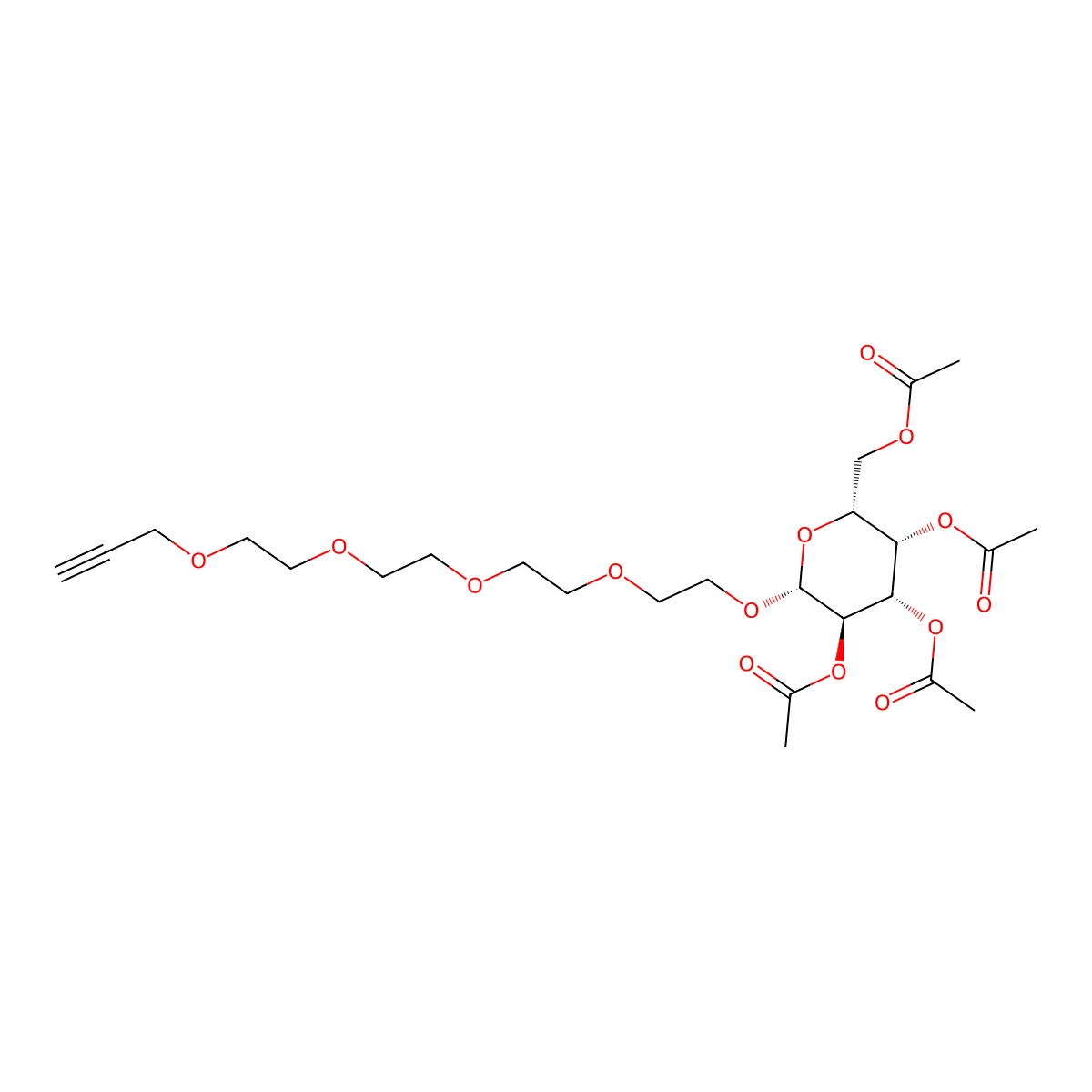 Propargyl-PEG5-tetra-Ac-beta-D-galactose molecular structure, CAS 1397682-61-9