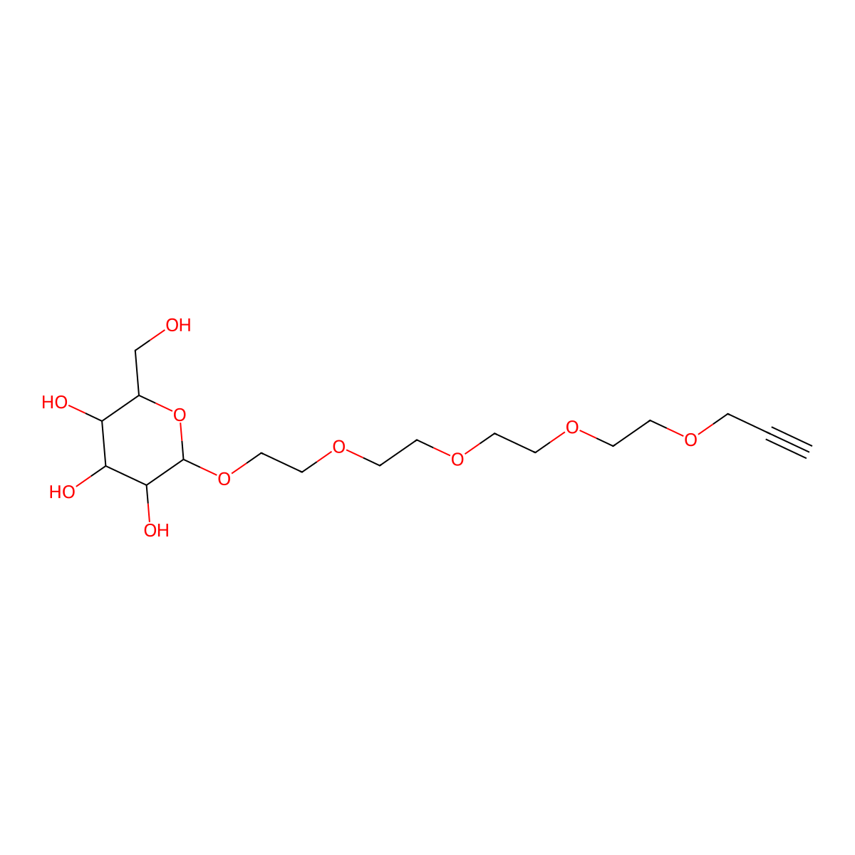 Propargyl-PEG5-beta-D-glucose molecular structure, CAS 1397682-63-1