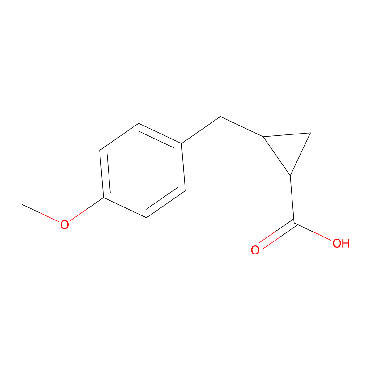 rac-(1R,2S)-2-[(4-methoxyphenyl)methyl]cyclopropane-1-carboxylic acid molecular structure, CAS 1397752-36-1