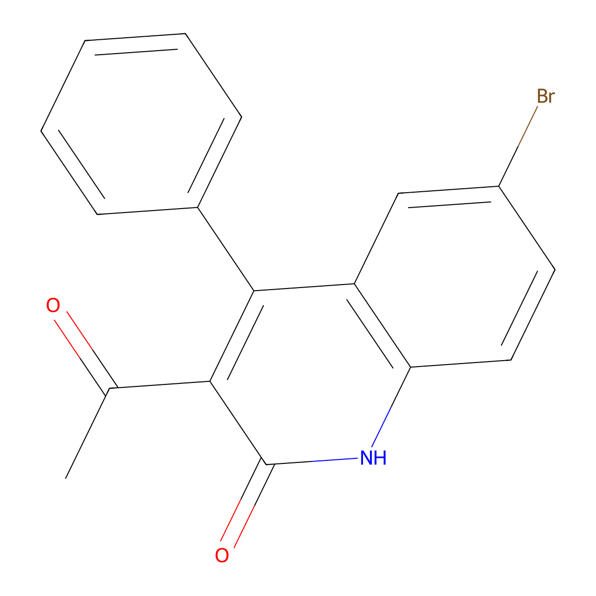 3-Acetyl-6-bromo-4-phenylquinolin-2(1H)-one molecular structure, CAS 139781-14-9