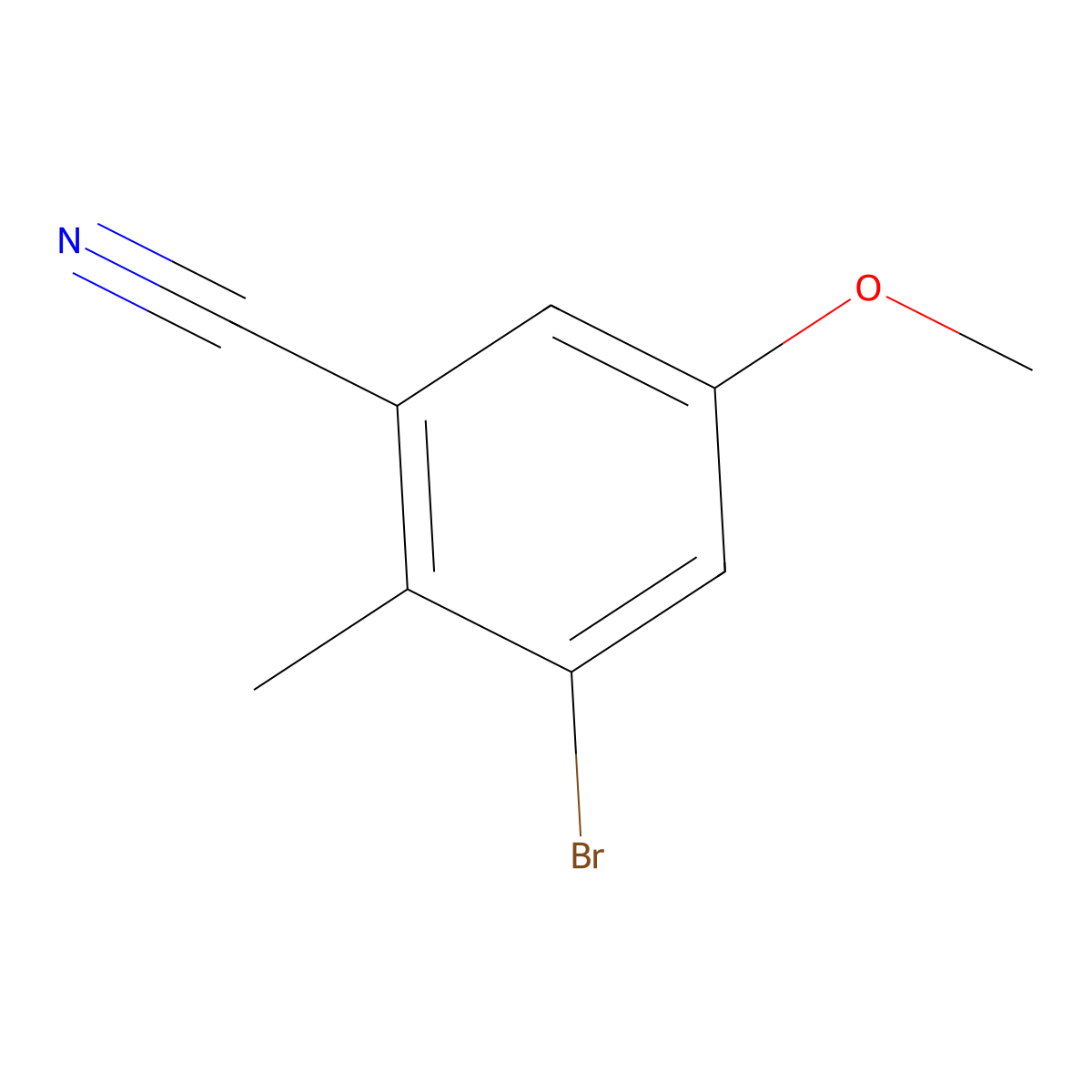3-Bromo-5-methoxy-2-methylbenzonitrile molecular structure, CAS 13979-60-7