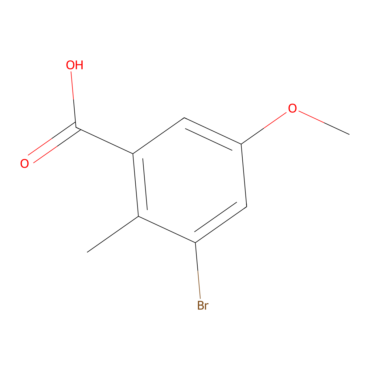 3-Bromo-5-methoxy-2-methylbenzoic acid molecular structure, CAS 13979-61-8