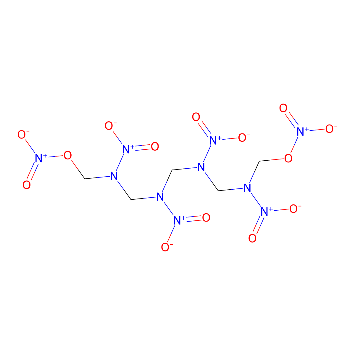 2,4,6,8-Tetranitro-2,4,6,8-tetraazanonane-1,9-diyl dinitrate molecular structure, CAS 13979-94-7
