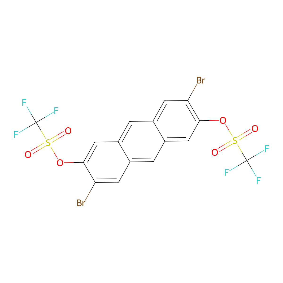 3,7-Dibromo-6-(trifluoromethanesulfonyloxy)anthracen-2-yl trifluoromethanesulfonate molecular structure, CAS 1397972-10-9