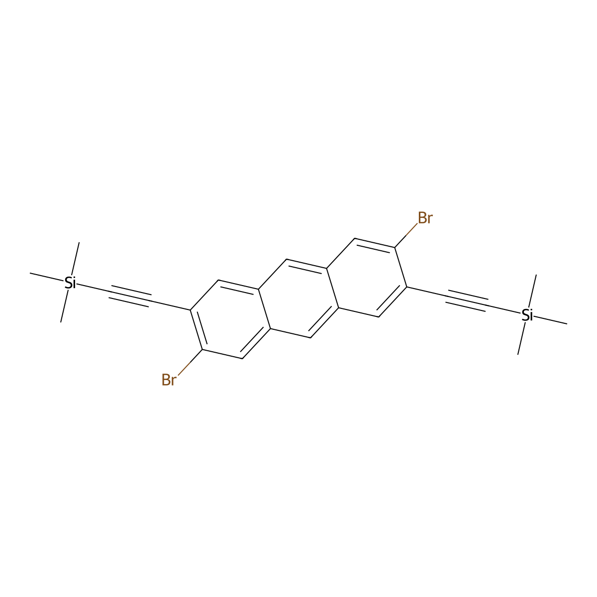 (2-{3,7-Dibromo-6-[2-(trimethylsilyl)ethynyl]anthracen-2-yl}ethynyl)trimethylsilane molecular structure, CAS 1397972-12-1