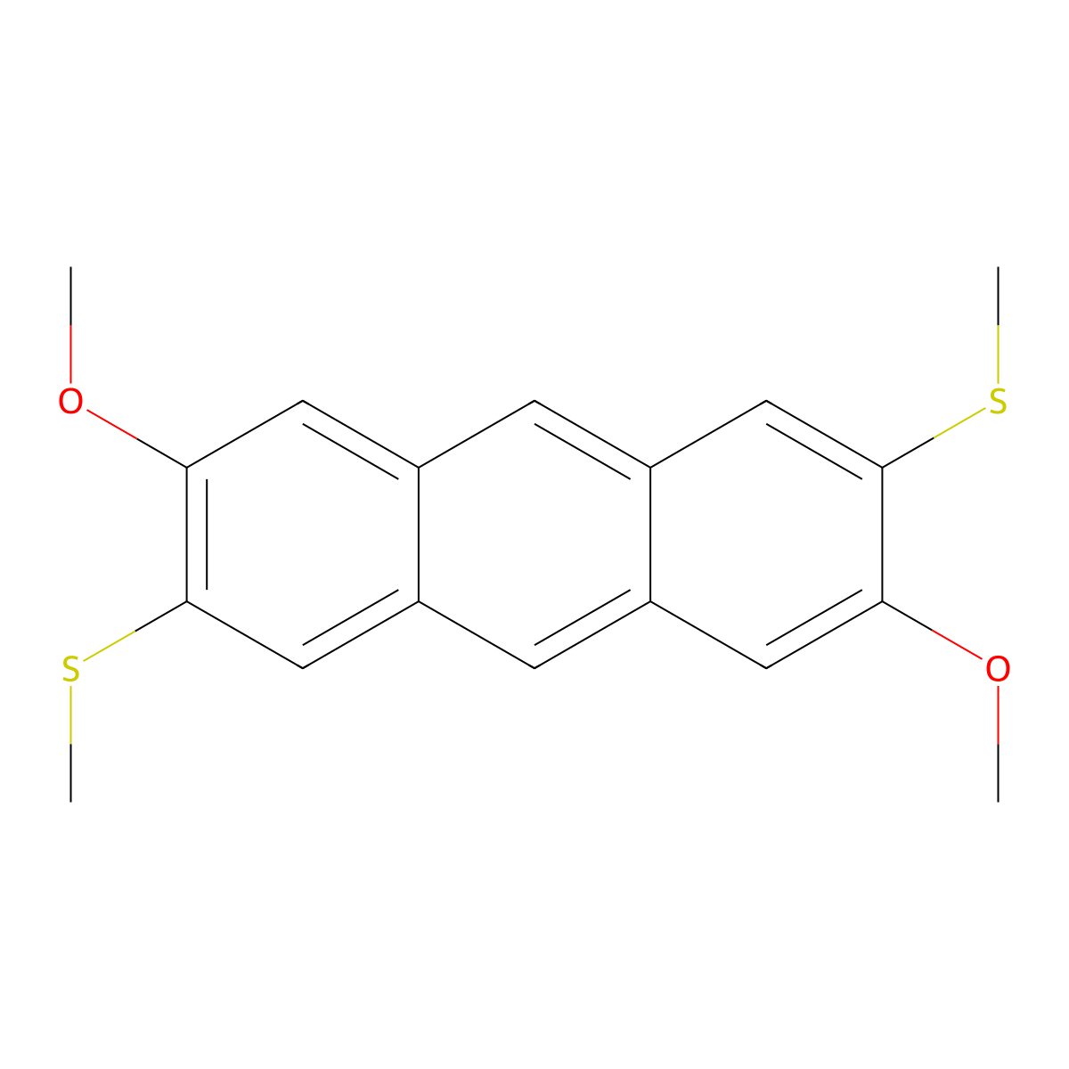 2,6-Dimethoxy-3,7-bis(methylsulfanyl)anthracene molecular structure, CAS 1397972-18-7