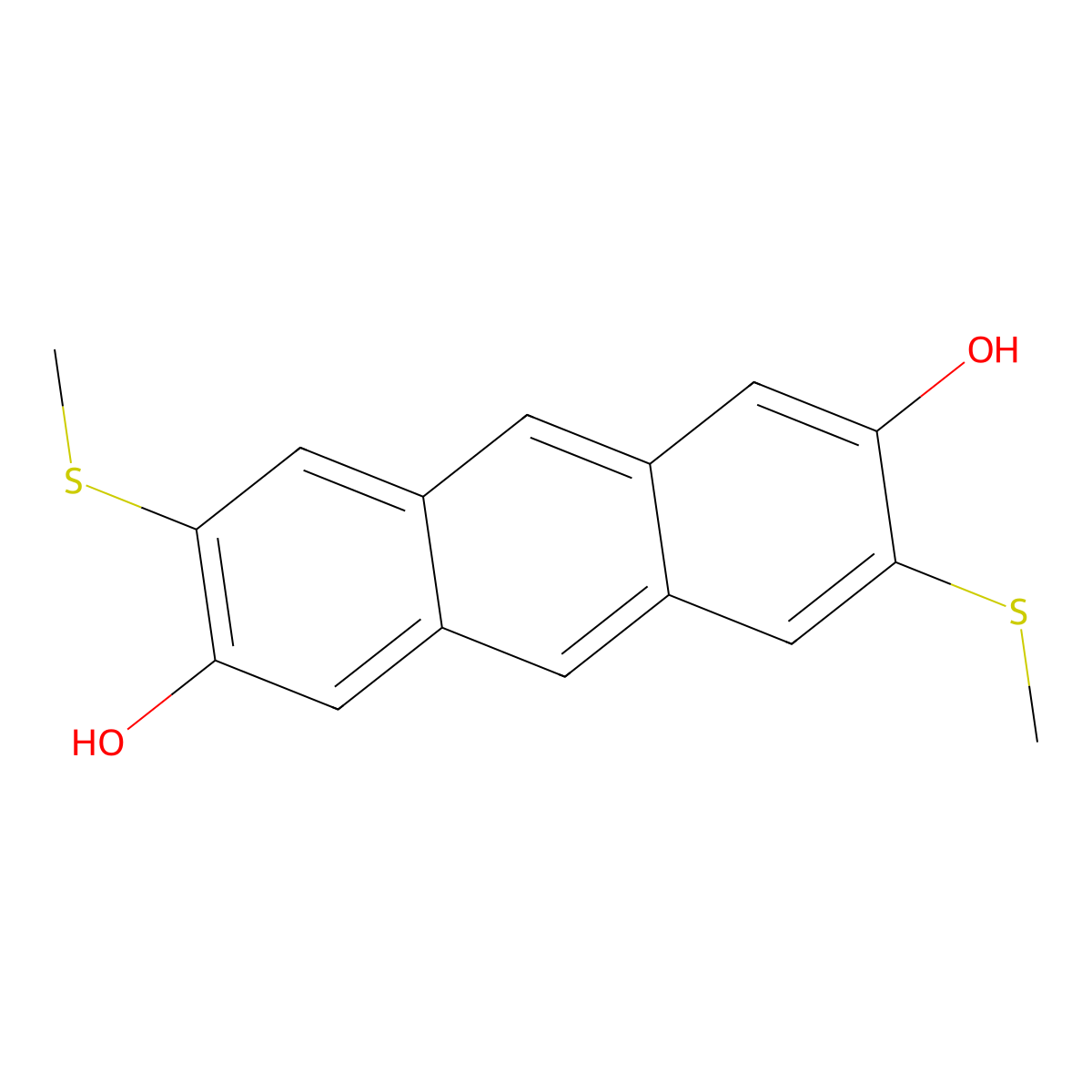 3,7-Bis(methylsulfanyl)anthracene-2,6-diol molecular structure, CAS 1397972-20-1