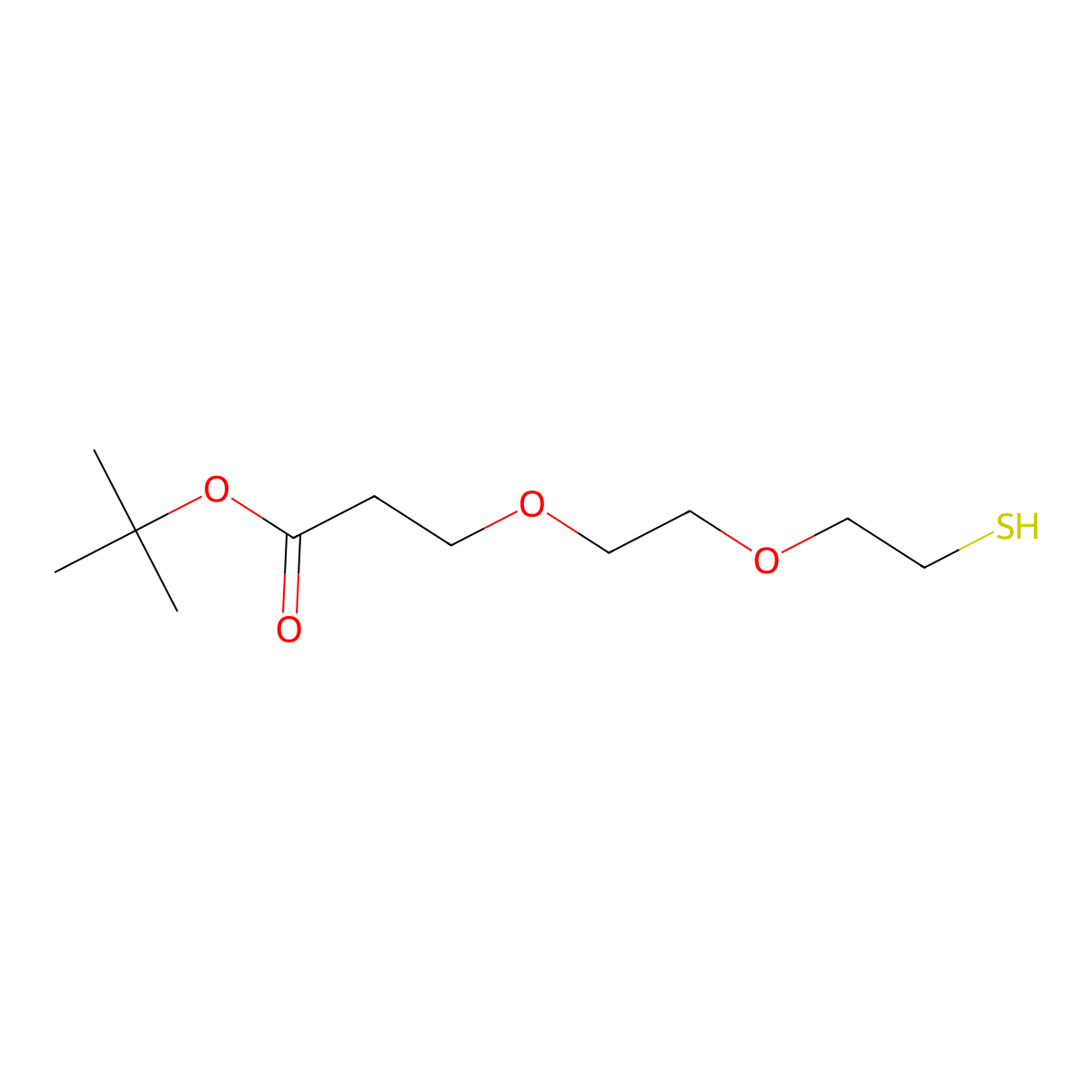 Thiol-PEG2-t-butyl ester molecular structure, CAS 1398044-50-2