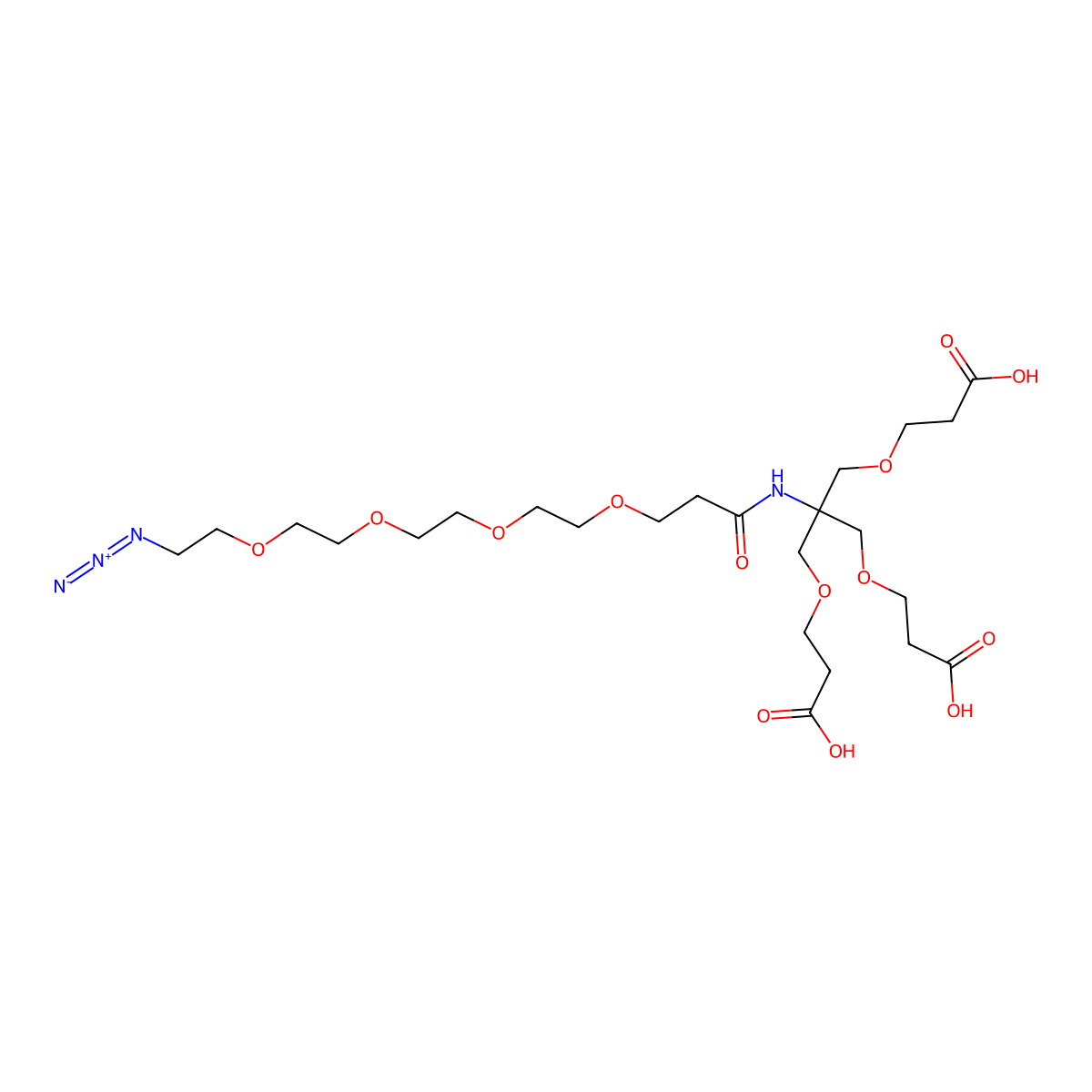 Azido-PEG4-Amido-tri-(carboxyethoxymethyl)-methane molecular structure, CAS 1398044-51-3