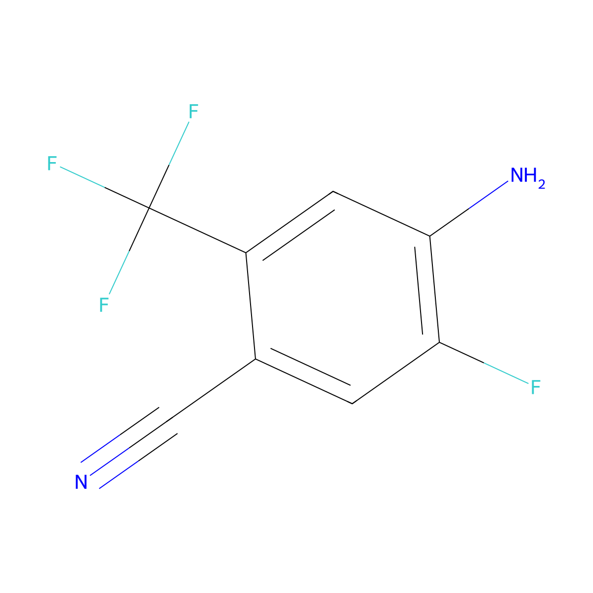 4-Amino-5-fluoro-2-(trifluoromethyl)benzonitrile molecular structure, CAS 1398046-66-6