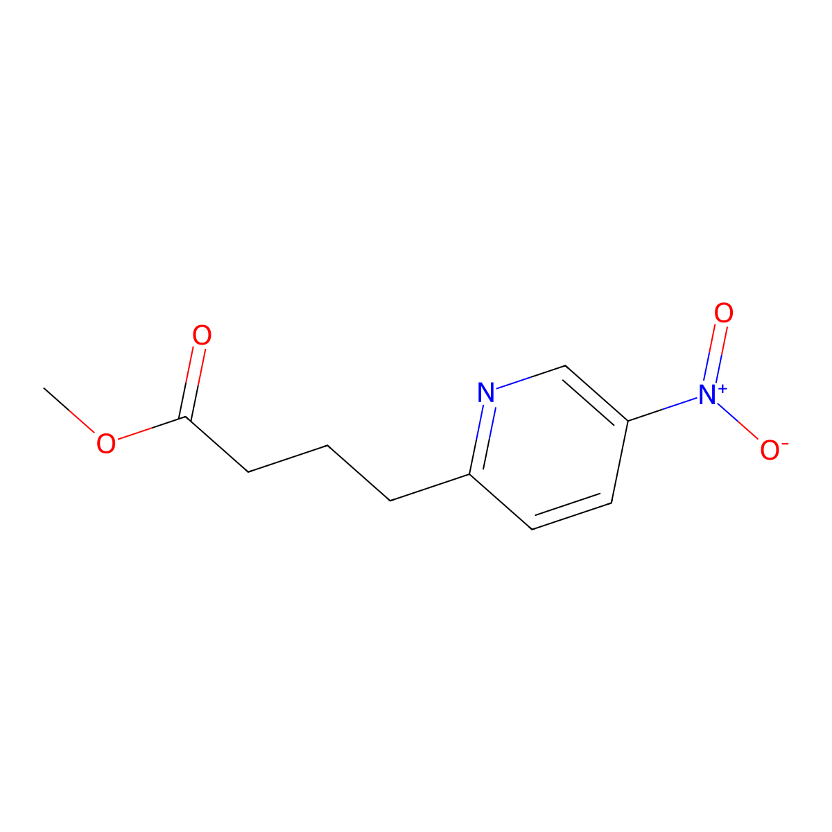 Methyl 4-(5-nitropyridin-2-yl)butanoate molecular structure, CAS 1398048-72-0