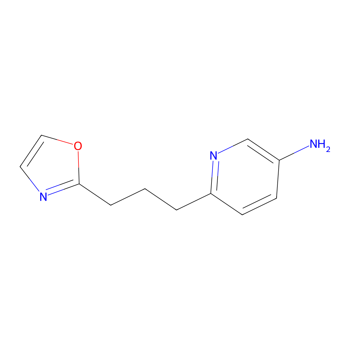 6-(3-(Oxazol-2-yl)propyl)pyridin-3-amine molecular structure, CAS 1398048-78-6