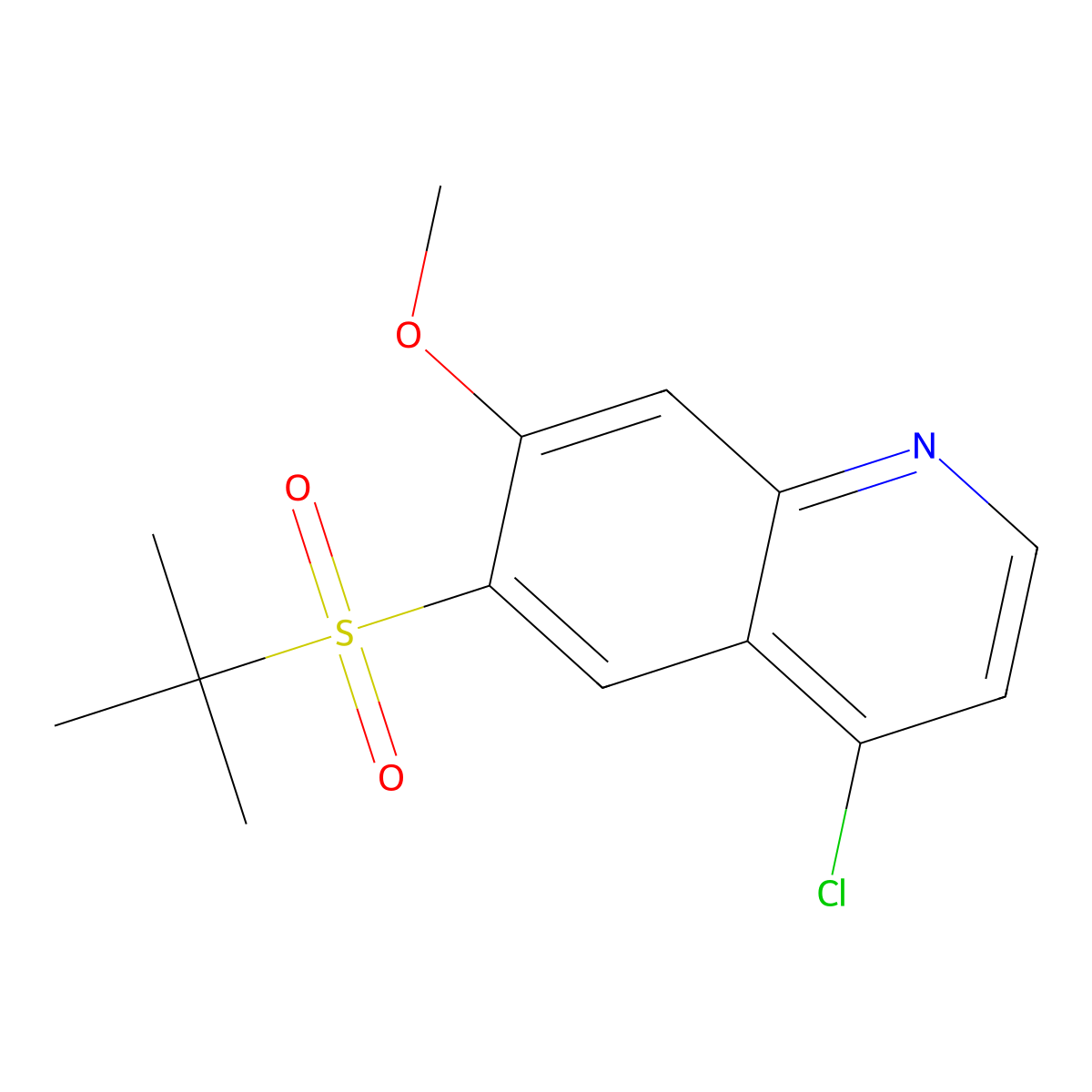 6-(Tert-butylsulfonyl)-4-chloro-7-methoxyquinoline molecular structure, CAS 1398054-55-1